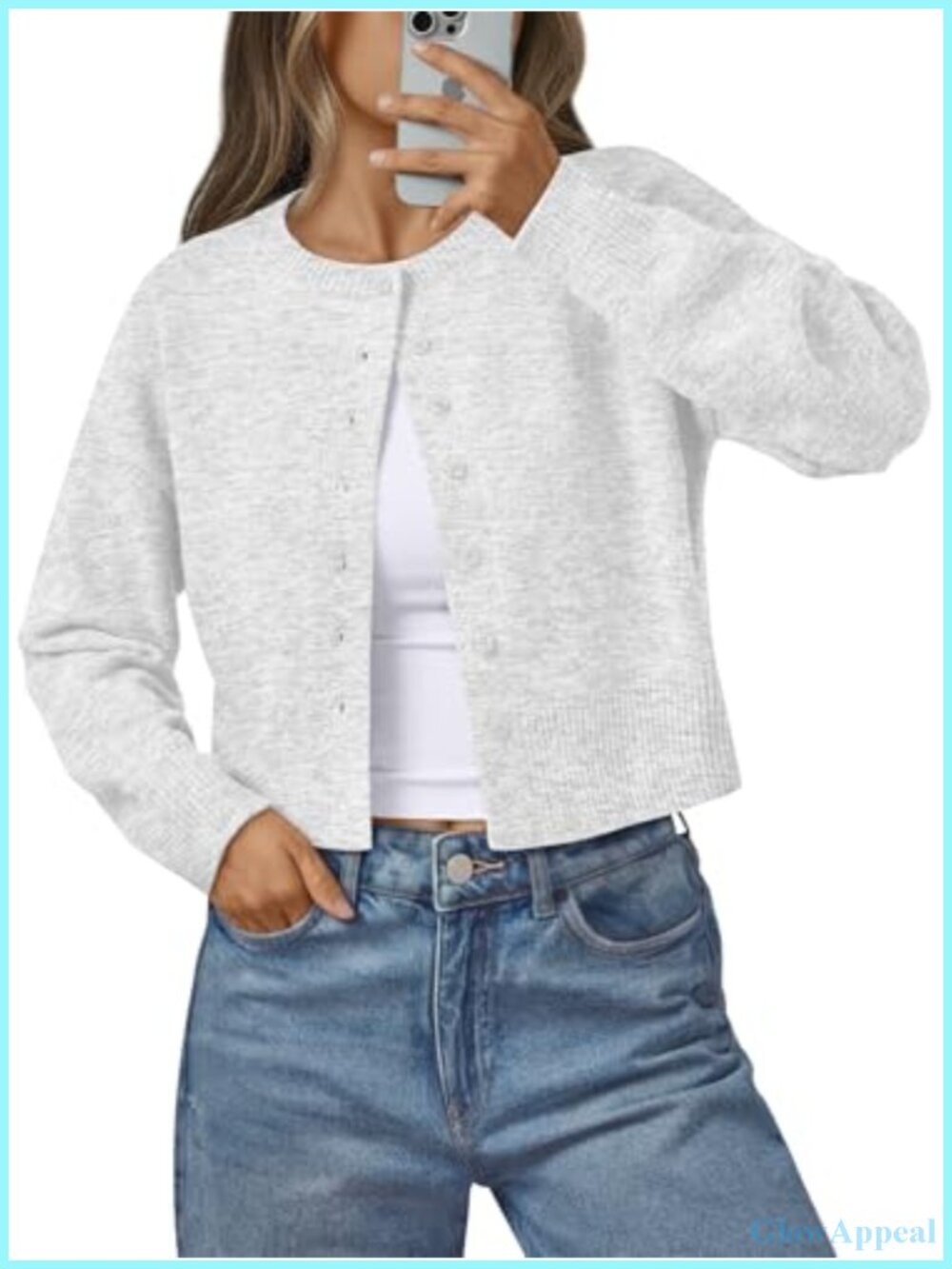 Womens Cropped Cardigan Buttery Soft Knit Button Up